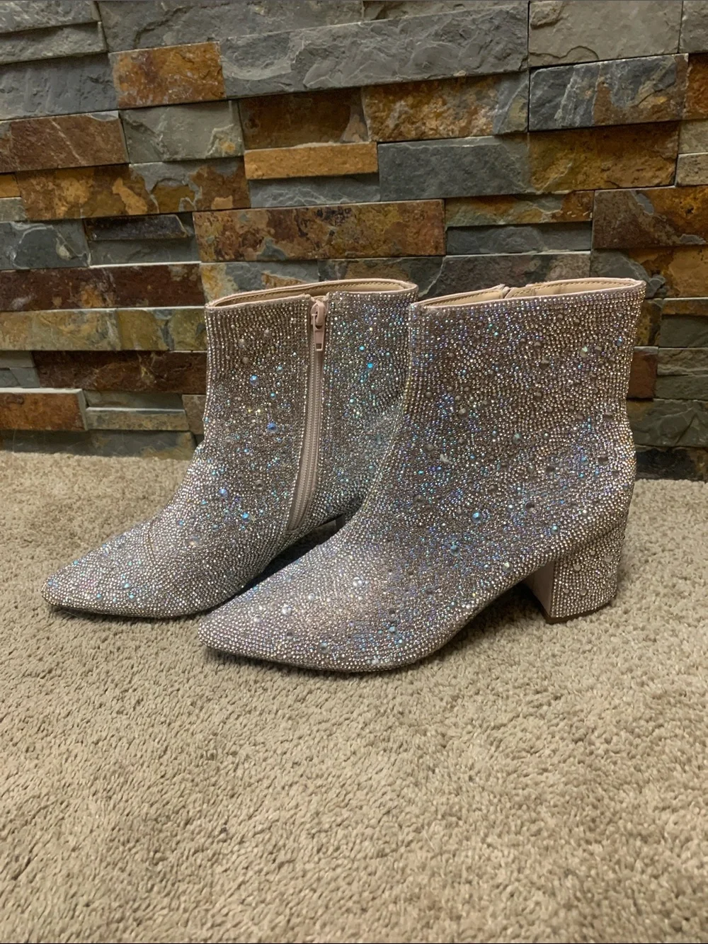 Blue by betsey Johnson 7.5 Crystal Embellished Ankle Booties